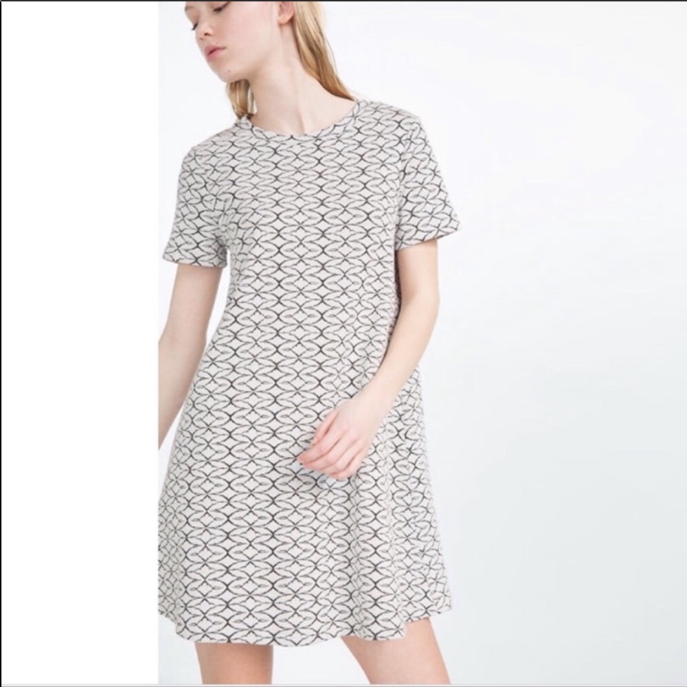 Zara Jacquard Knit Black White Retro Dress